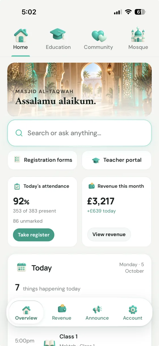 Labbaik app dashboard